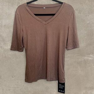 Brown V-Neck Women's Top